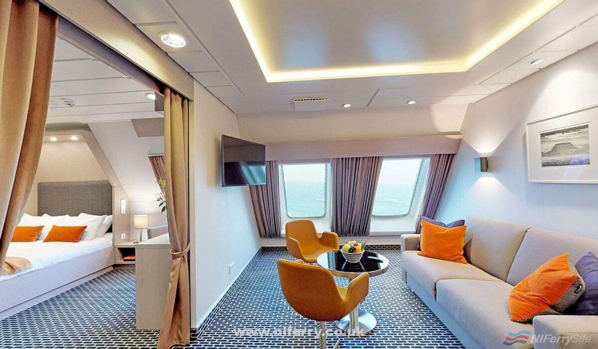 Official Irish Ferries image of the "Thoor Ballylee" premium suite on W.B. YEATS. Irish Ferries
