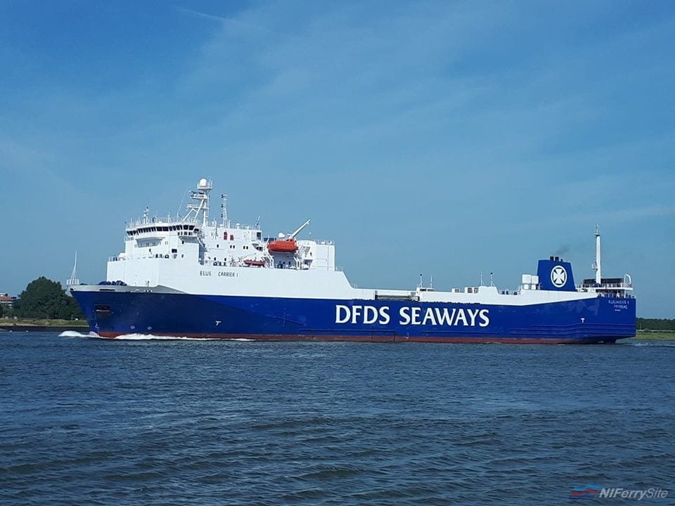 BLUE CARRIER 1 (ex ANGLIA SEAWAYS) leaves Rotterdam for Piraeus, 04.07.19. Copyright © Rob de Visser.