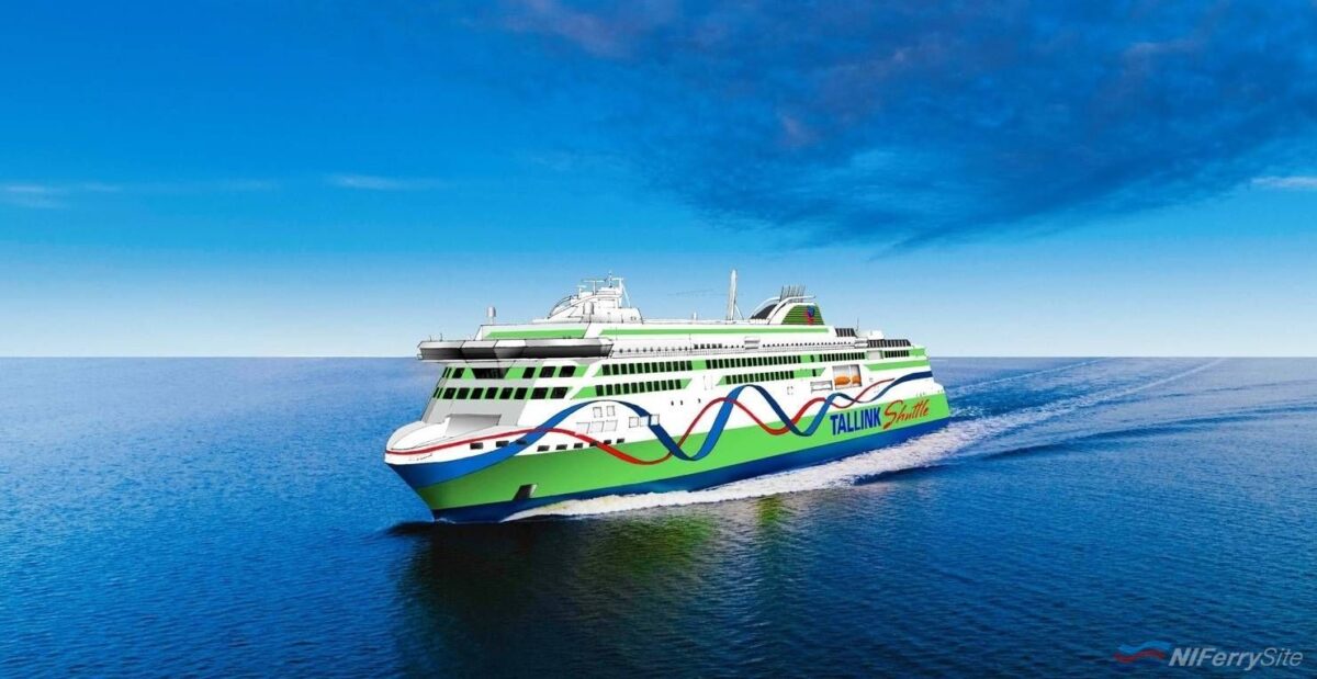 An artists rendering of the new LNG-powered ferry under construction for Tallink by Rauma Marine Constructions (RMC) in Finland. While the new vessel will be based on the design of MEGASTAR she will be far from identical and built to different plans. RMC is better known as the former STX Europe and Aker Finnyards Rauma yard. Rauma Marine Construction.