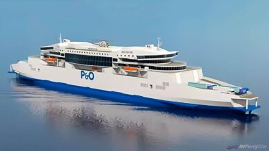 An early artists impression of what P&O Ferries new Double-Ended Dover to Calais ferries to be built at GSI in China might look like. Guangdong Association Shipbuilding Industry. (enlarged)