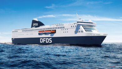An artists impression of how the new DFDS Amsterdam - Newcastle ferries will look. DFDS