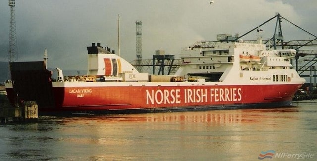 The original LAGAN VIKING in her original Norse Irish Ferries colour scheme, 1999. Copyright © Scott Mackey.