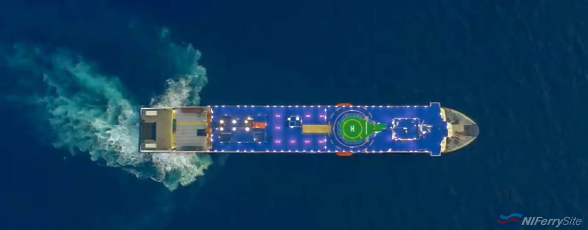 A view from above STENA ESTRID taken during her sea trials. China Merchants (video screenshot)