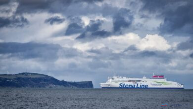 STENA EDDA arrives at the mouth of Belfast Lough. Stena Line.