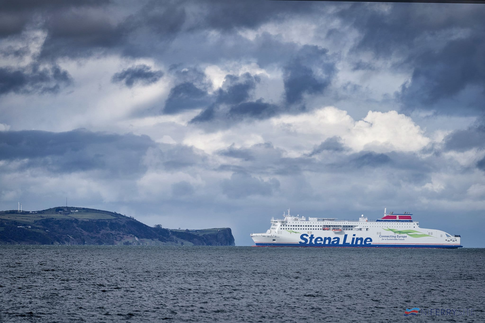 STENA EDDA arrives at the mouth of Belfast Lough. Stena Line.