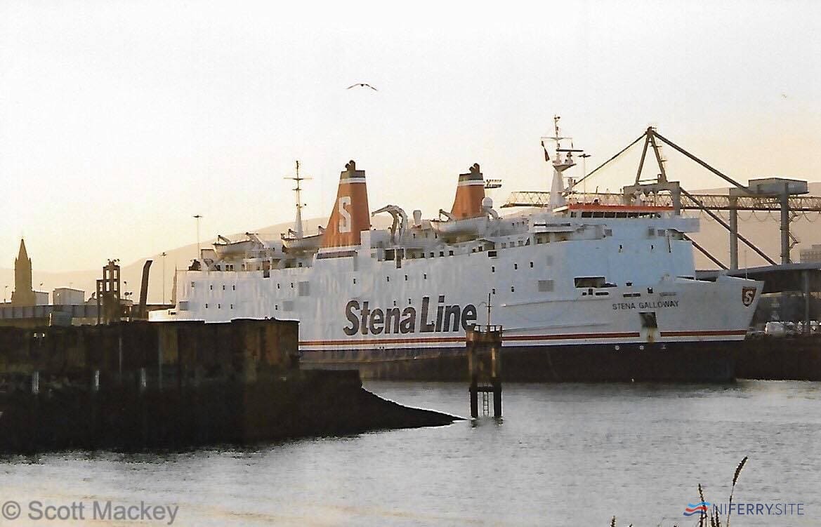 Stena Galloway being readied for sale to new owners based in Morocco after completing 22 years of service for Sealink/Stena Line in January 2002. © Scott Mackey.