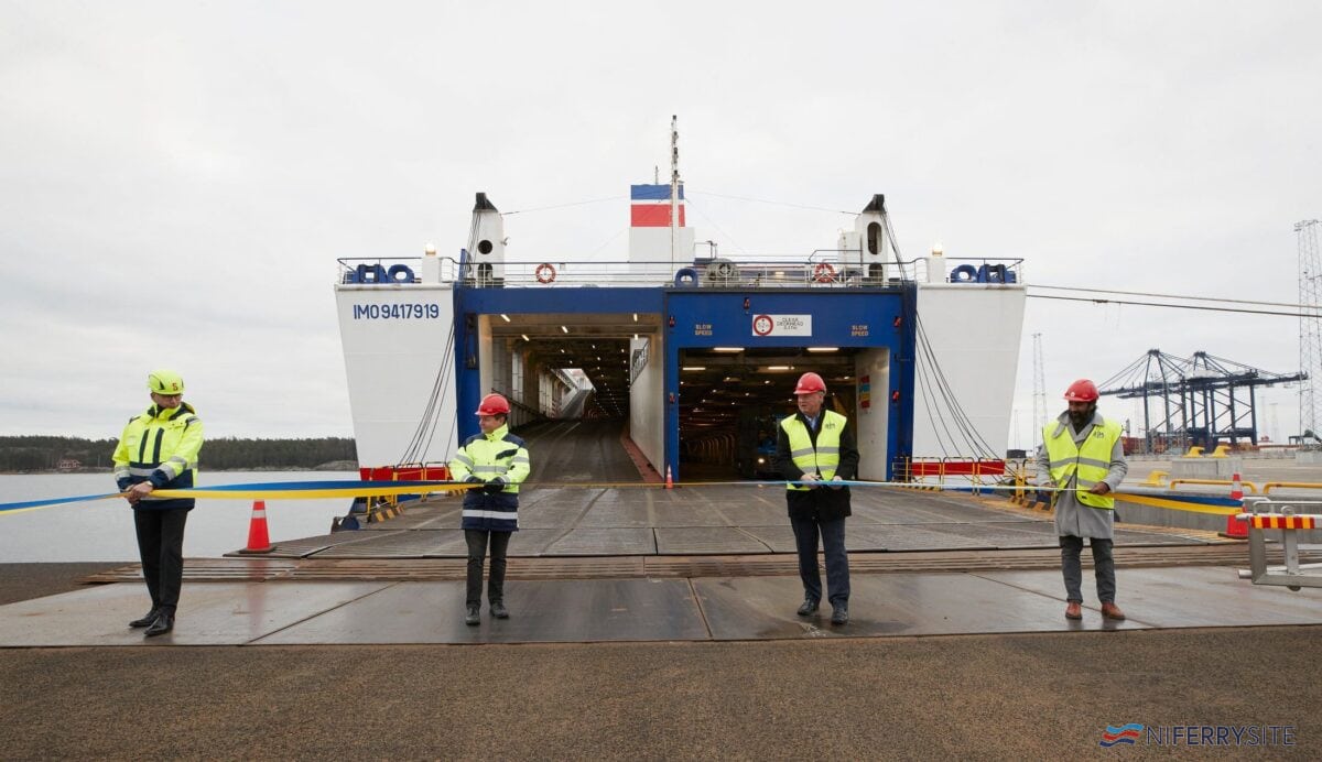 Inauguration ceremony first ro-ro-vessel in Stockholm Norvik Port. © Stockholms Hamnar / Per-Erik Adamsson
