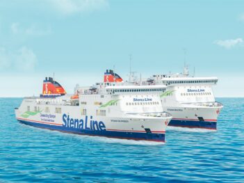 A photo montage of STENA LAGAN and Stena Mersey as STENA SCANDICA and STENA BALTICA. Stena Line.