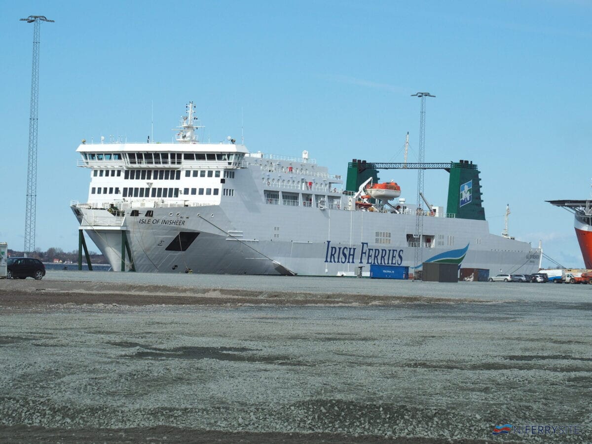 ISLE OF INISHEER seen at the Fayard Shipyard in Odense, Denmark, on 02 April 2022. Image: © Peter Therkildsen
