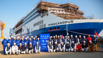 The launching ceremony for Finnlines' FINNCANOPUS. Image: Finnlines.